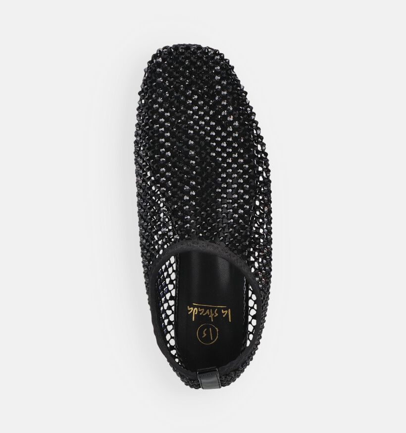 La Strada Zwarte Mesh Ballerina's met Steentjes voor dames (381641)