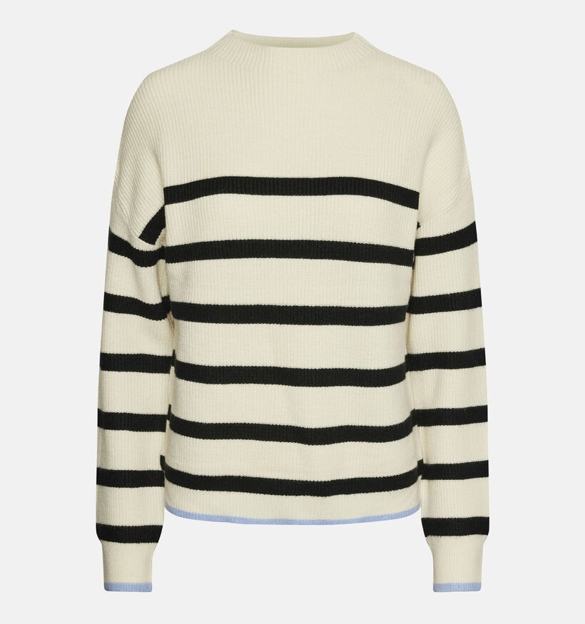 Pieces Nel Pull rayé en Beige pour femmes (342968)