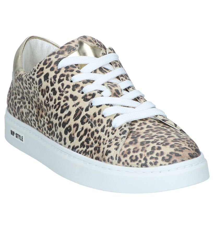 Beige Lage Sneakers Hip in leer (249897)