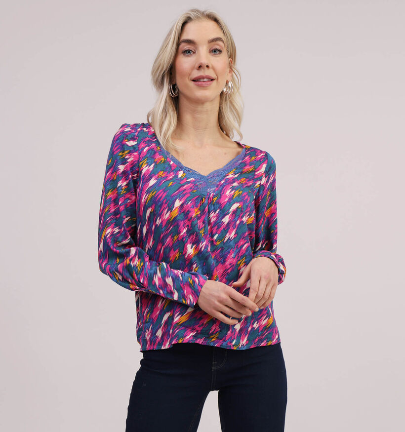 Vila Viania Cosi Lace Blauwe Kleurrijke Blouse voor dames (323717)