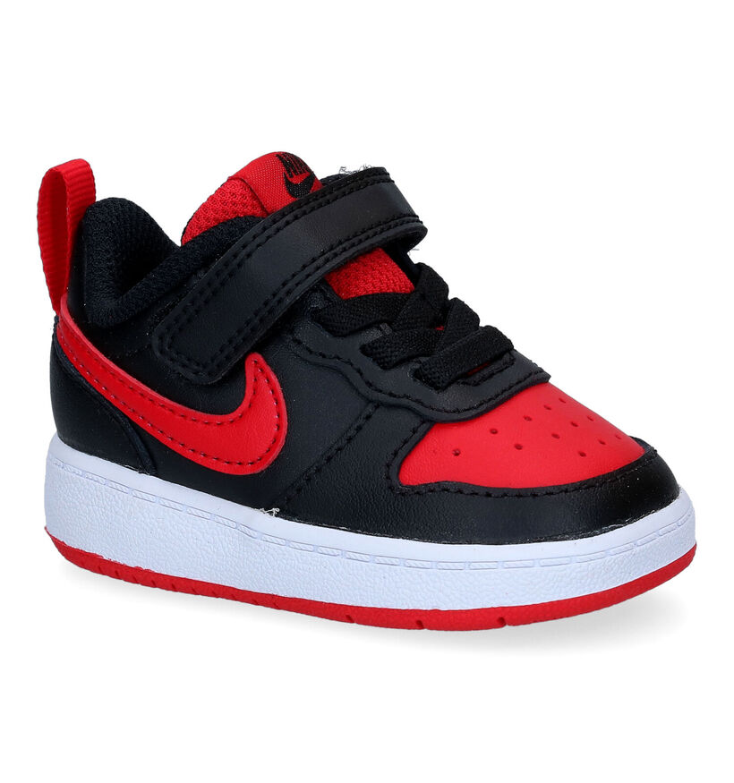 Nike Court Borough Zwarte Sneakers in kunstleer (302142)