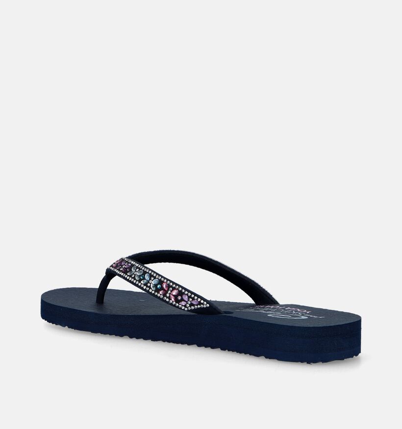 Skechers Meditation Butterfly Garden Blauwe Teenslippers voor dames (338928)