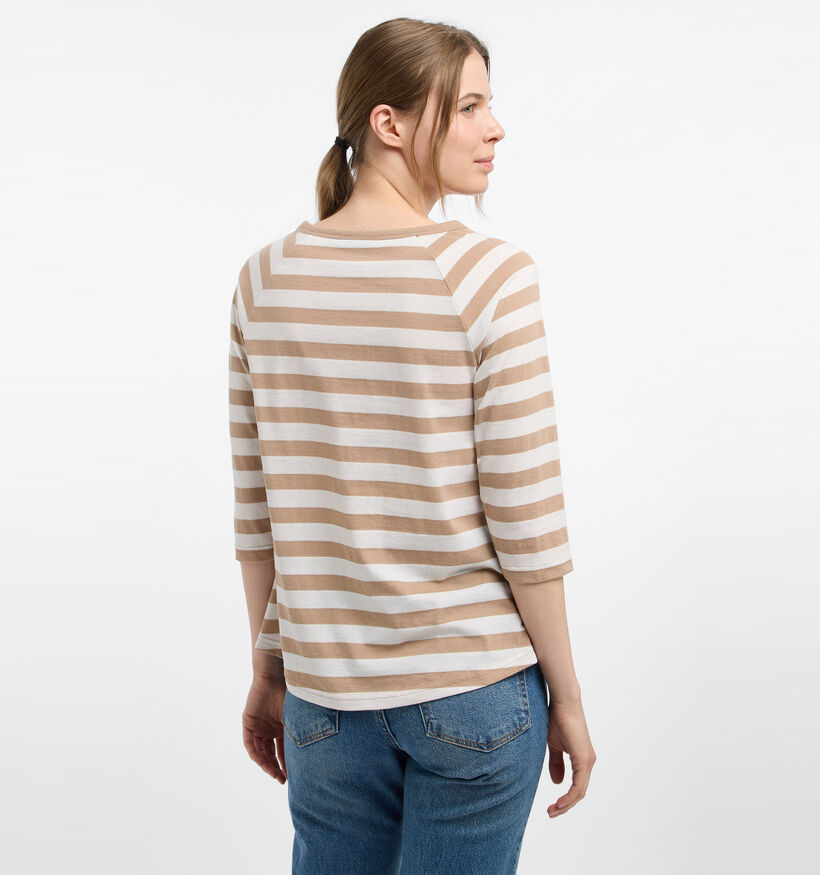 Elbsand Celin Bruine/Witte T-shirt met Lange Mouwen voor dames (381284)