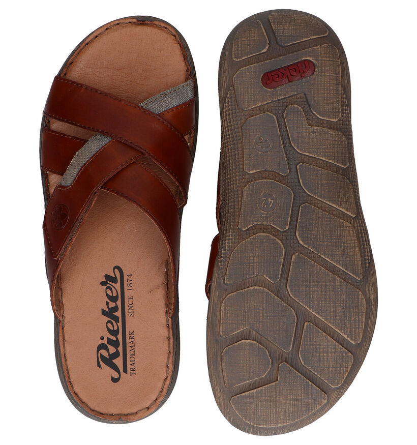 Rieker Nu-pieds casual en Cognac en cuir (288359)