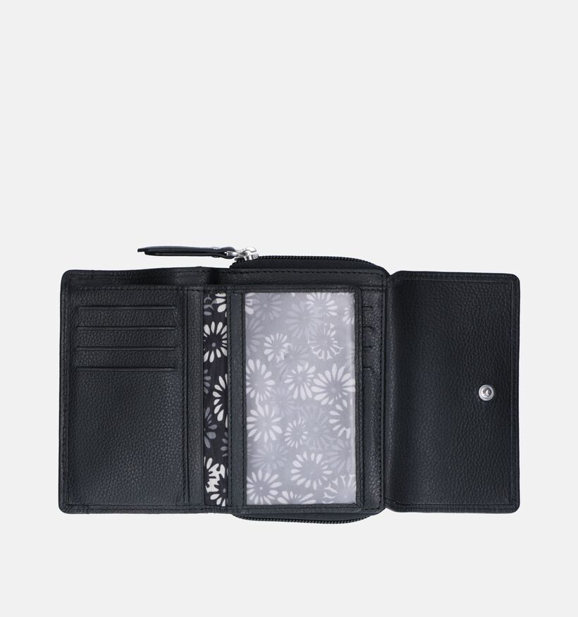 Euro-Leather Zwarte Ritsportemonnee voor dames (353534)