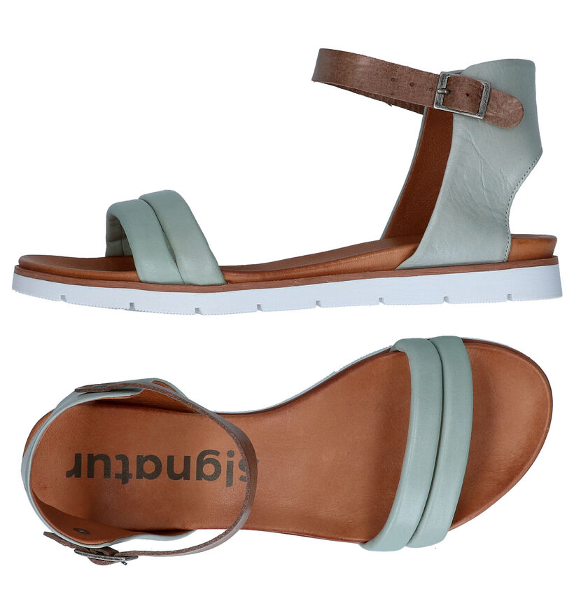Signatur Sandales plates en Bleu clair en cuir (293035)