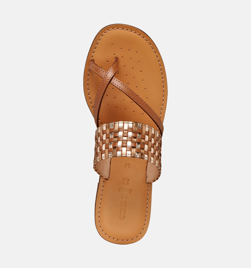 Geox Nu-pieds plates en Cognac pour femmes (368489)