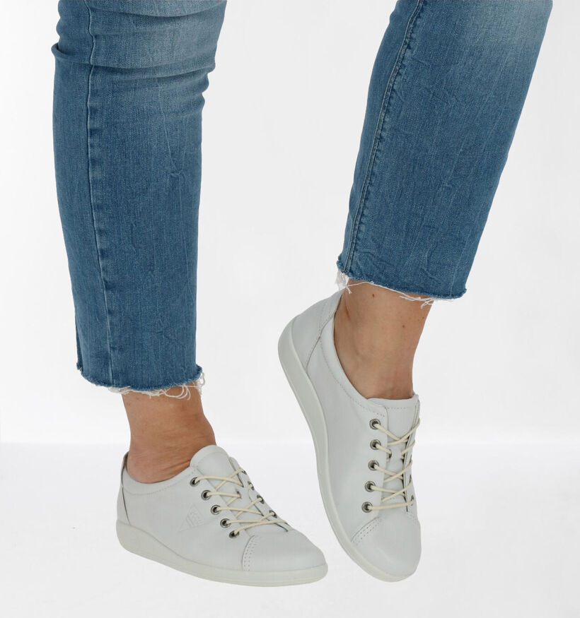 ECCO Soft 7 Witte Veterschoenen in leer (270020)