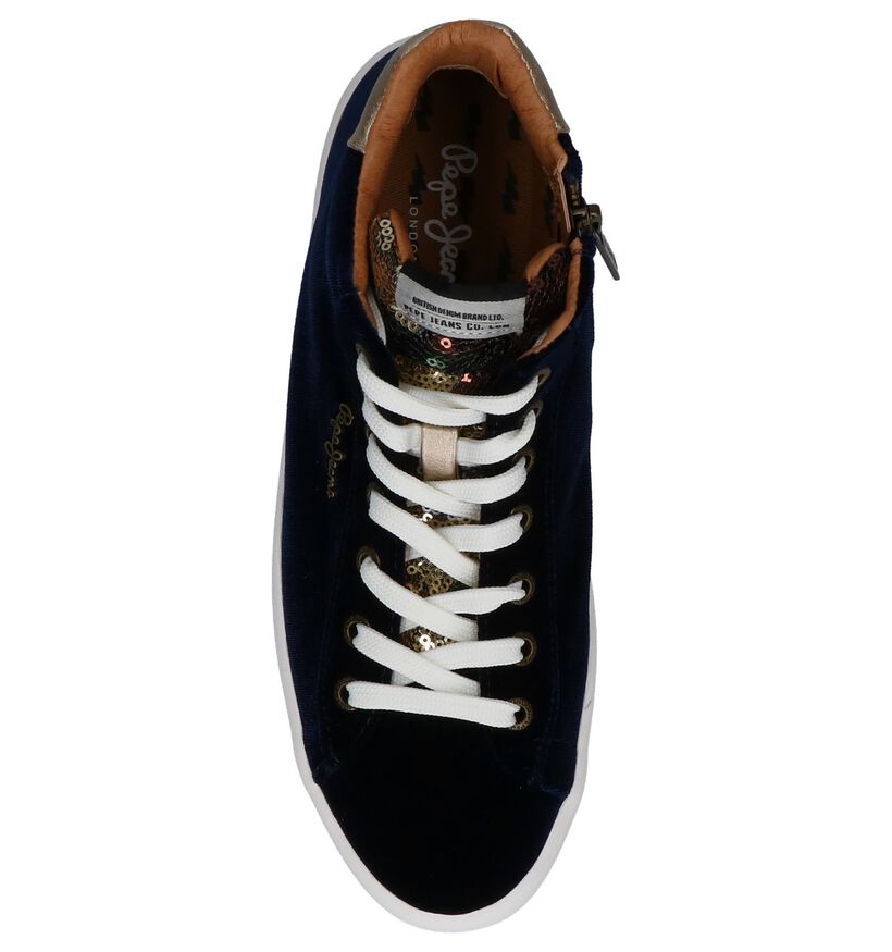 Pepe Jeans Baskets hautes en Bleu foncé en velours (225520)