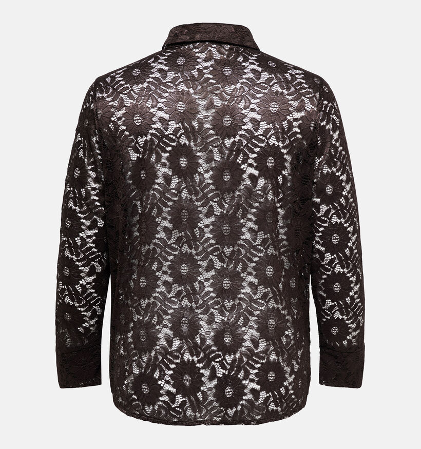 ONLY Carmakoma Zion Donkerbruine Blouse met Lange Mouwen voor dames (381917)