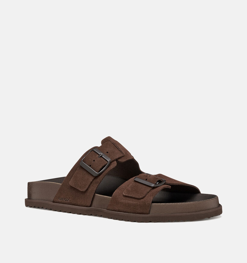 Geox Nu-pieds casual en Brun fonc&eacute; pour hommes (367999)