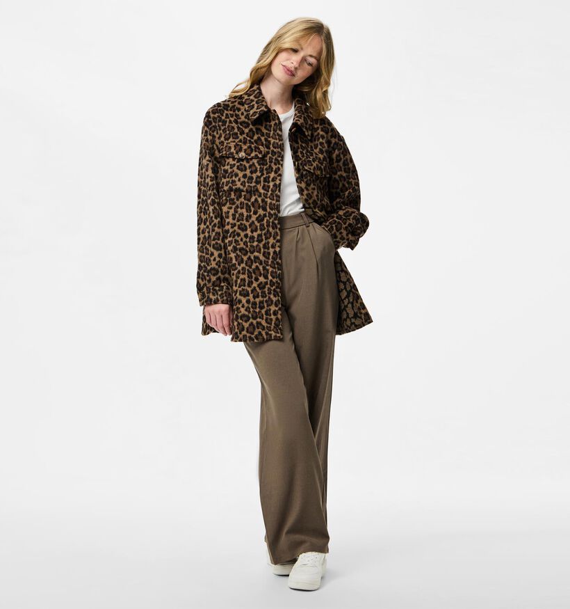 Pieces Saga Leopard Bruine Shacket voor dames (361134)