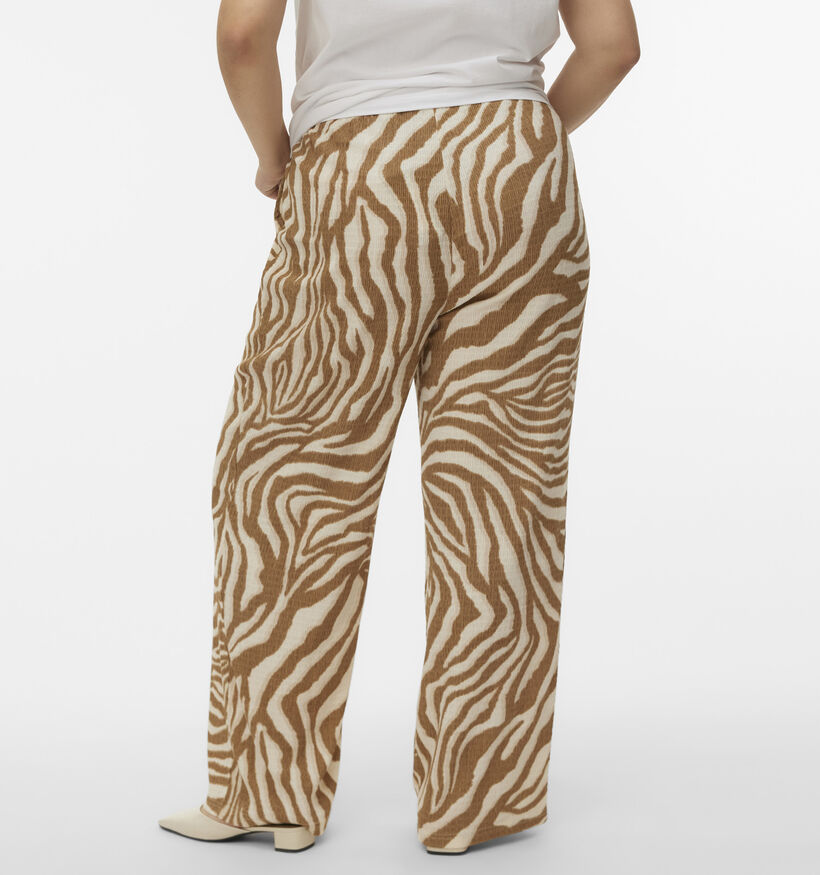 Vero Moda Curve Friga Zebra Beige/Bruine Broek voor dames (367782)