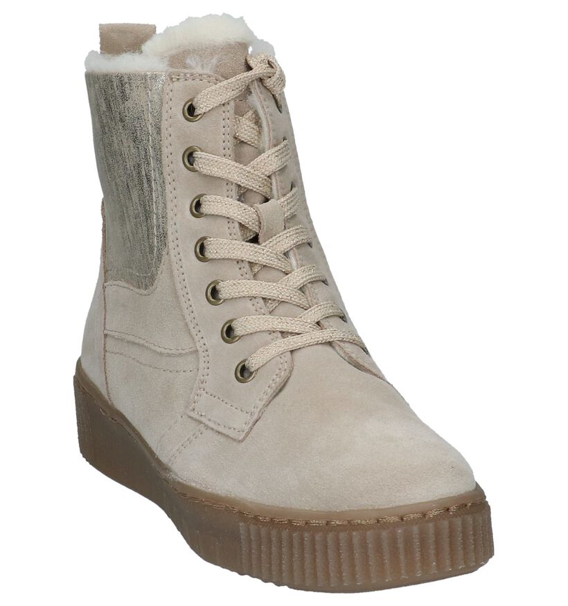 Lichtbeige Boots met Rits/Veter Tamaris in daim (226708)