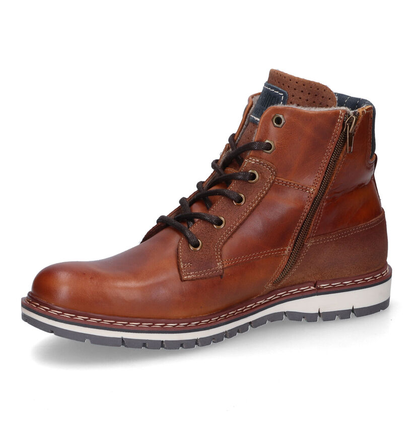 Bullboxer Boots à lacets en Cognac pour hommes (313082) - pour semelles orthopédiques