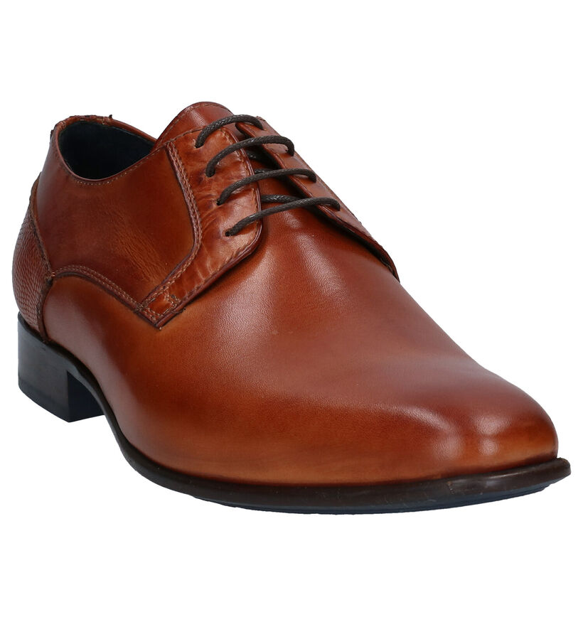 Via Borgo Cognac Veterschoenen in leer (279953)