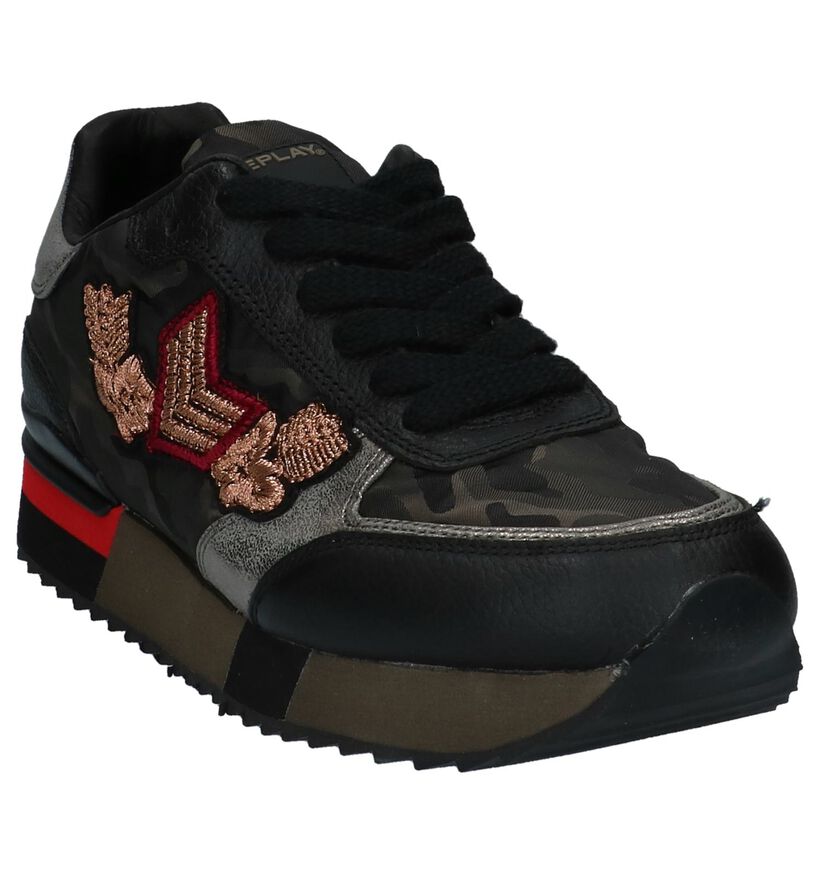 Replay Fuzzye Camouflage Sneakers met Verborgen Sleehak in kunstleer (231606)