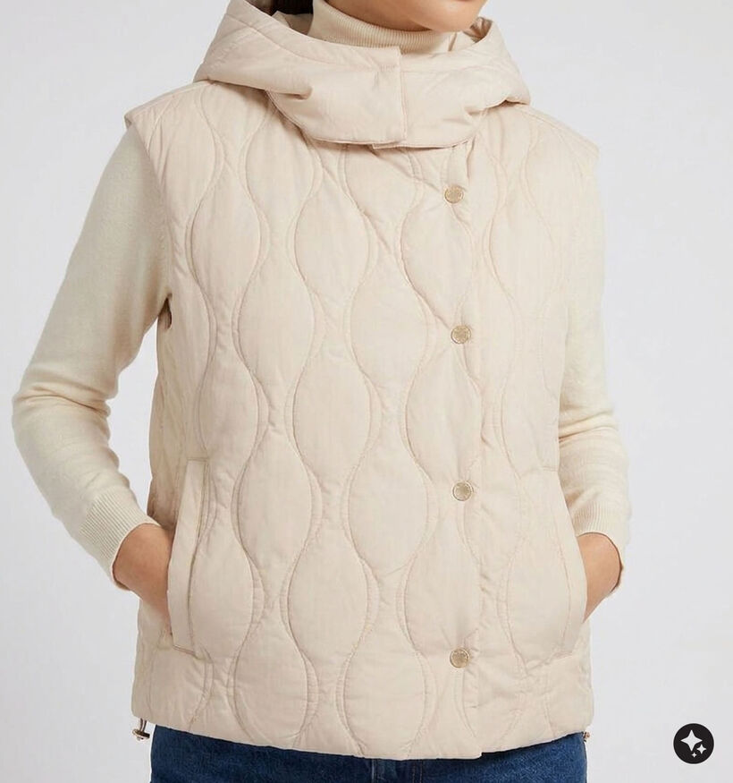 Guess Beige Gewatteerd Bodywarmer met Kap voor dames (375886)