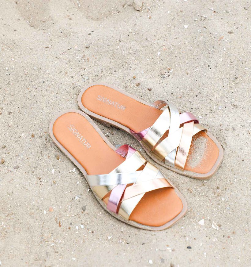 Signatur Nu-pieds plates en Or pour femmes (357873)