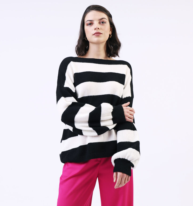 Dolce C. Pull rayé en Noir / Blanc (326406)