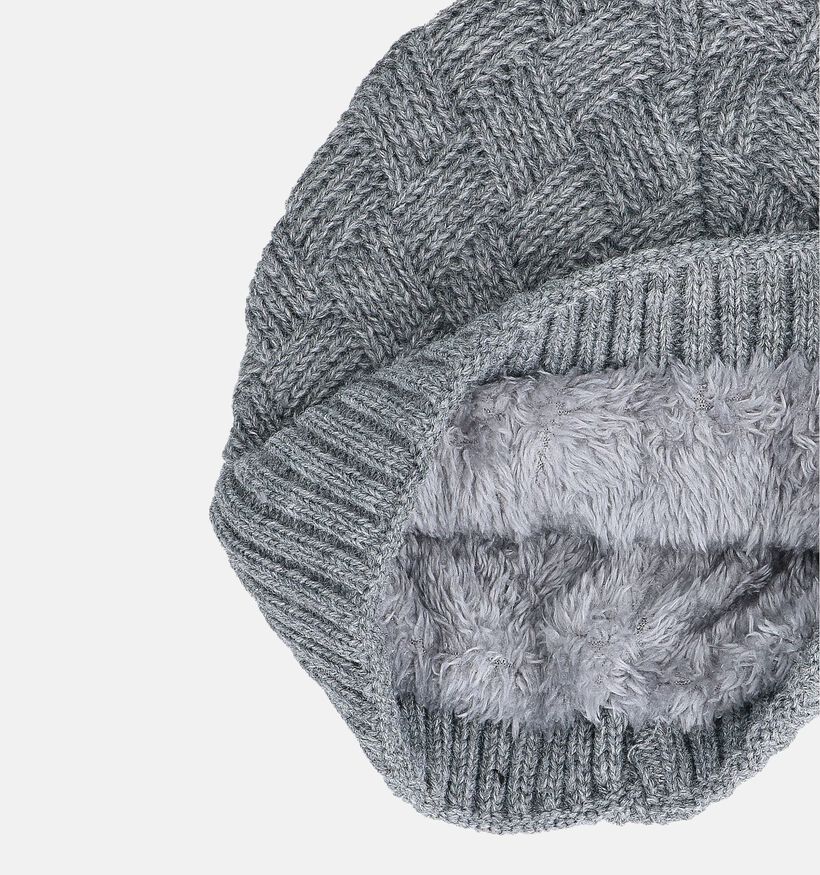 Via Limone Bonnet et Col Gris en tricot torsadé (Ensemble) pour filles, garçons (367427)