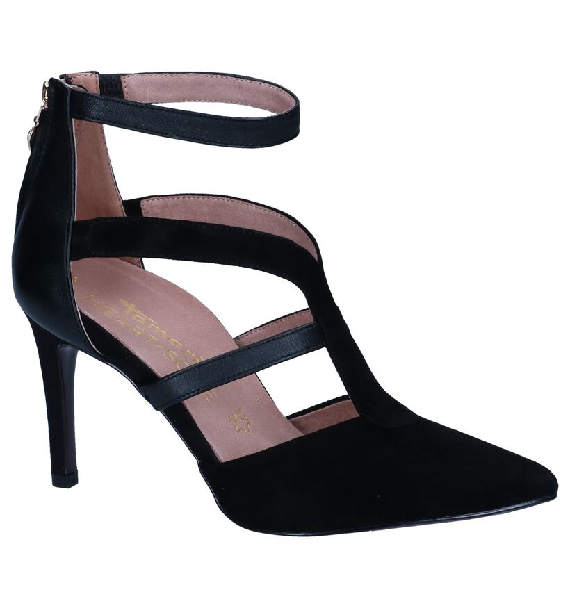 Tamaris Heart & Sole Zwarte Enkelpumps in leer (244126)