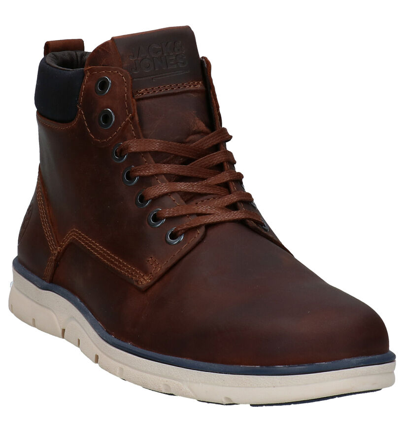 Jack & Jones Tubar Chaussures hautes en Brun en cuir (278341)