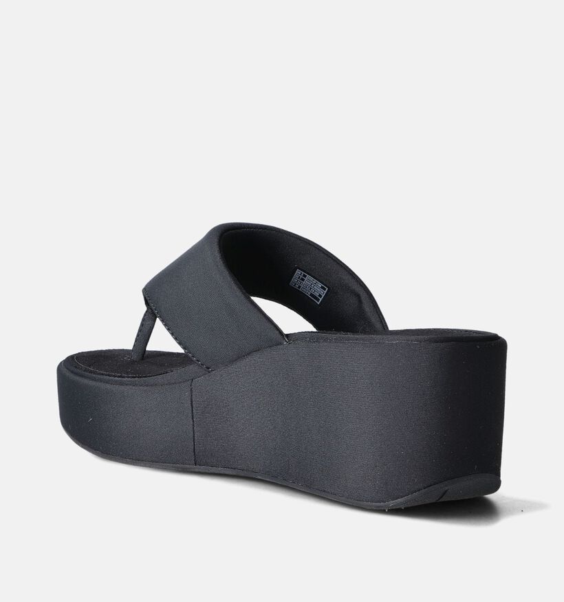 FitFlop Platform Wedge Toe-Post Sandals Zwarte Slippers voor dames (353830)