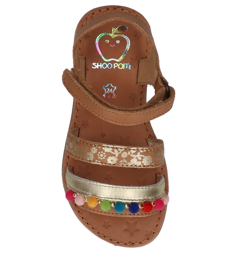 Shoo Pom Cognac Sandalen met Pomponnetjes in leer (215635)