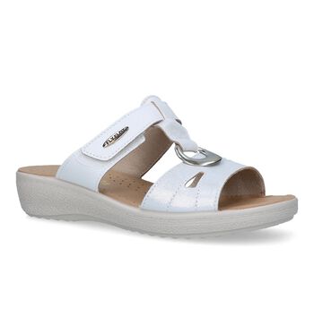 Slippers op sleehak wit
