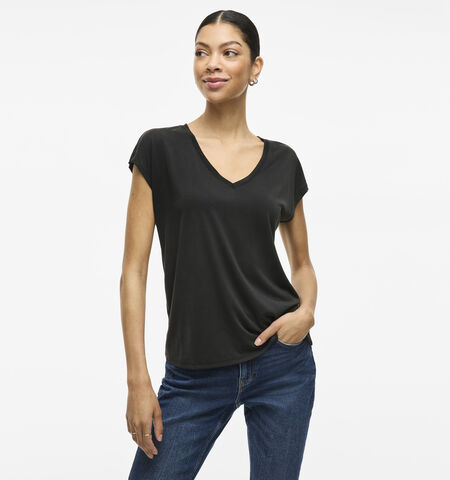 Vila T-shirts Zwart/Bruin