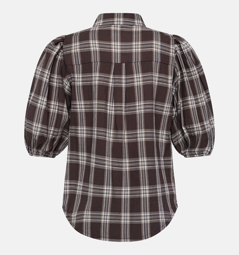 Sisters Point Ella Donkerbruine Geruite Blouse voor dames (386264)