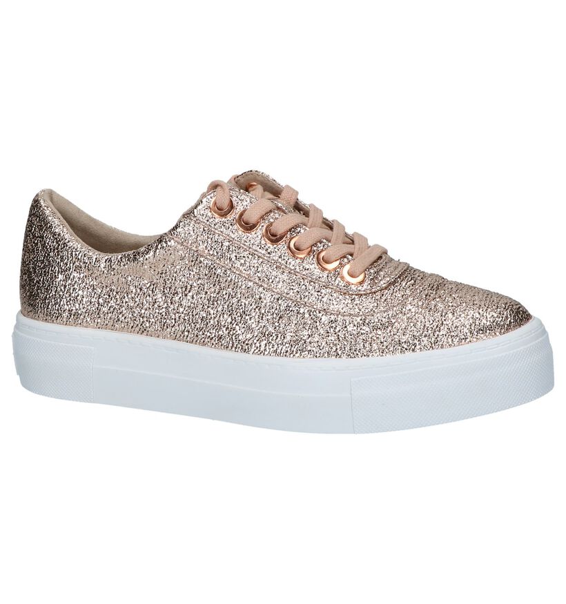 Tamaris Rose Gold Lage Sneakers in stof (214274)