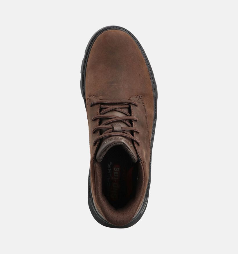 Skechers Arch Fit Garza Ridley Donkerbruine Geklede Schoenen voor heren (376892) - geschikt voor steunzolen