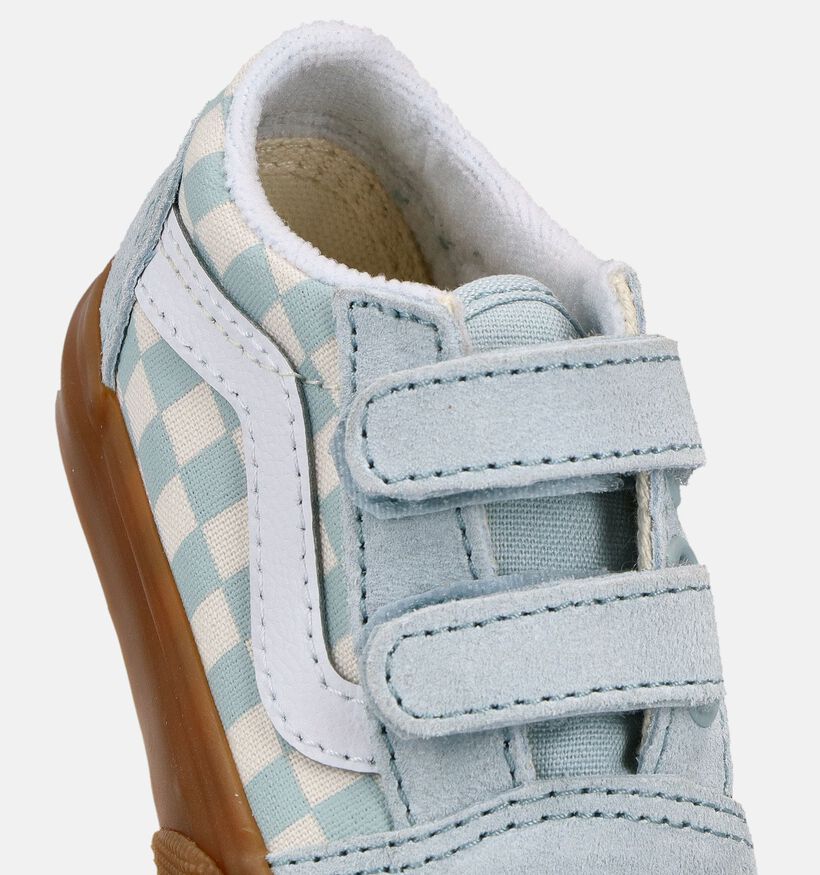 Vans Old Skool Checkerboard Baskets en Bleu pour filles (368964)
