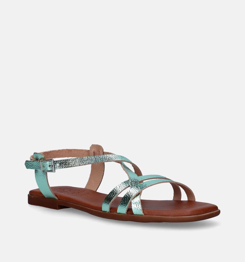 Oh My Sandals Sandales plates en Turquoise pour femmes (341918)