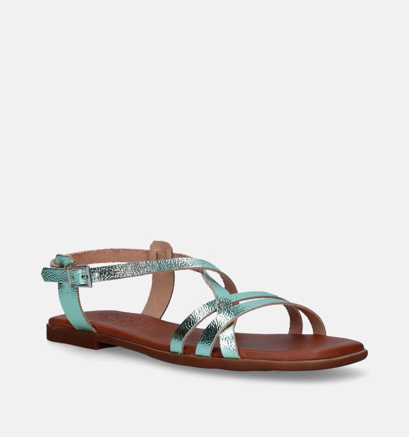 Oh My Sandals Sandales plates en Bleu pour femmes (341918)