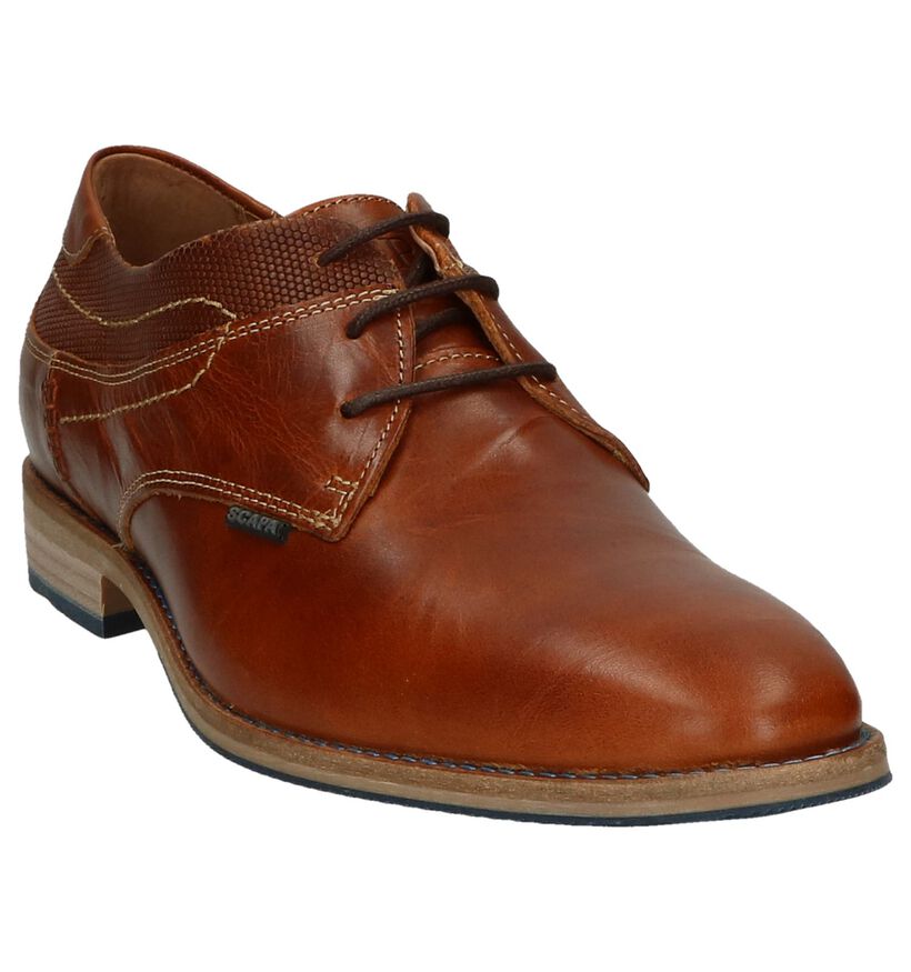 Cognac Geklede Veterschoenen Scapa in leer (245865)