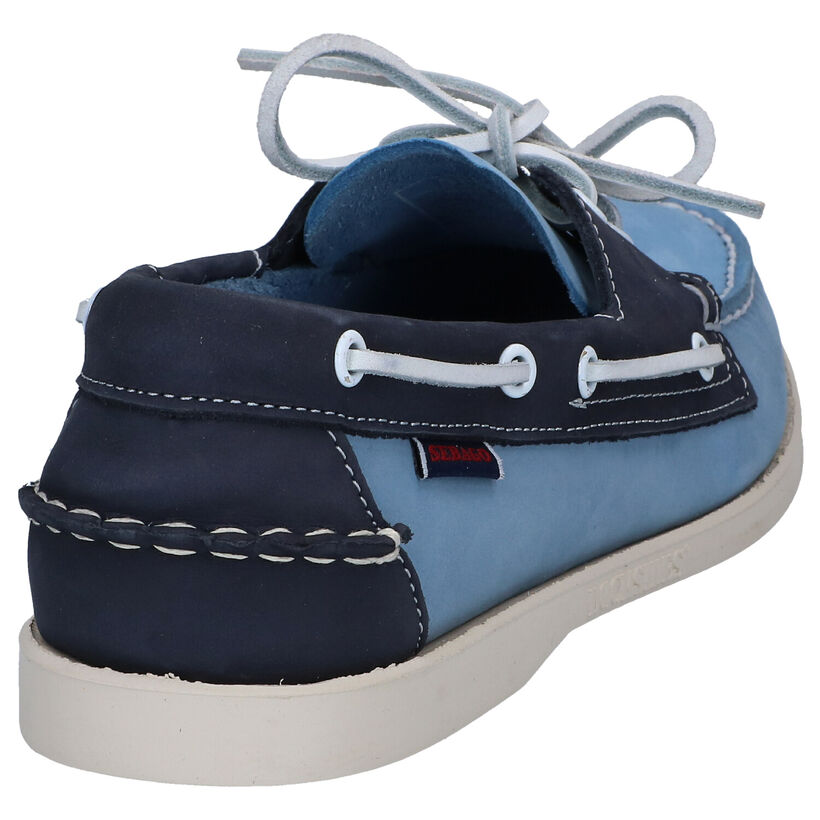 Sebago DOCKSIDE Blauwe Bootschoenen Sebago DOCKSIDE Blauwe Bootschoenen in nubuck (287479)