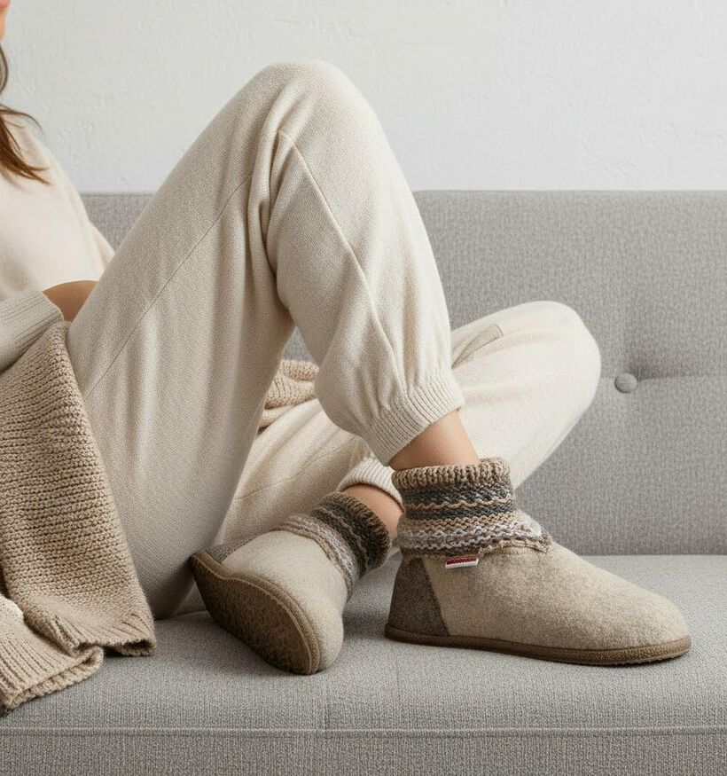 Giesswein Pantoufles ferm&eacute;es en &Eacute;cru pour femmes (370236)