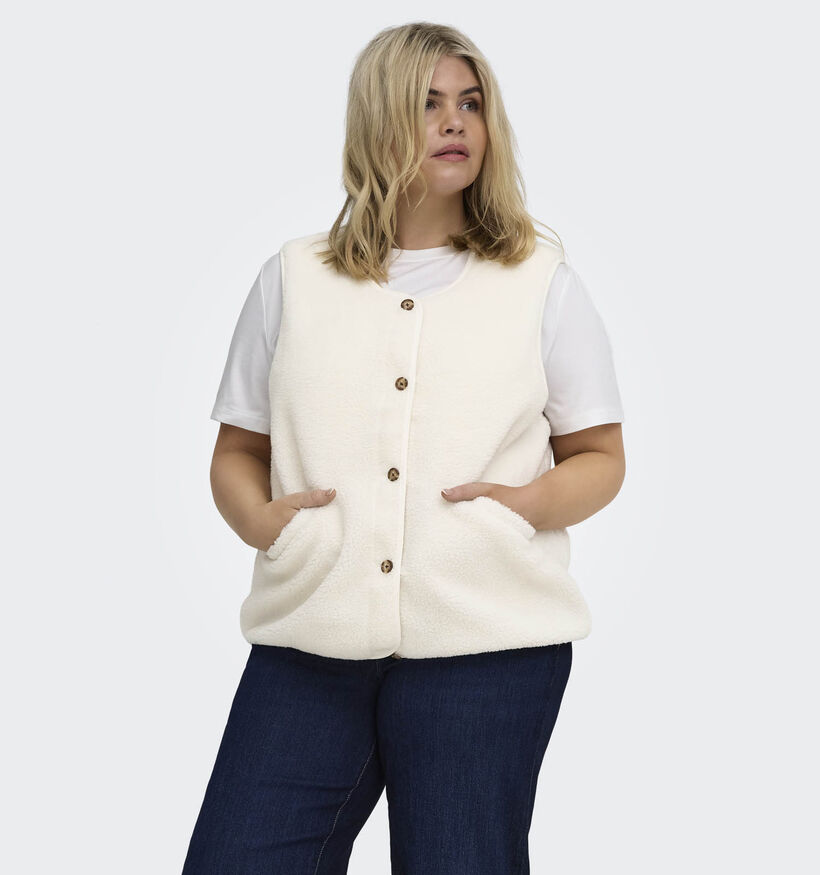 ONLY Carmakoma Baby Teddy Ecru Mouwloze Vest voor dames (378390)