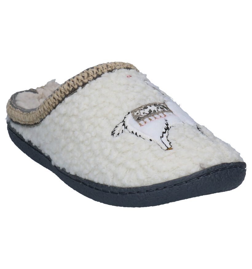 Super Cracks Ecru Pantoffels in faux fur (256106)