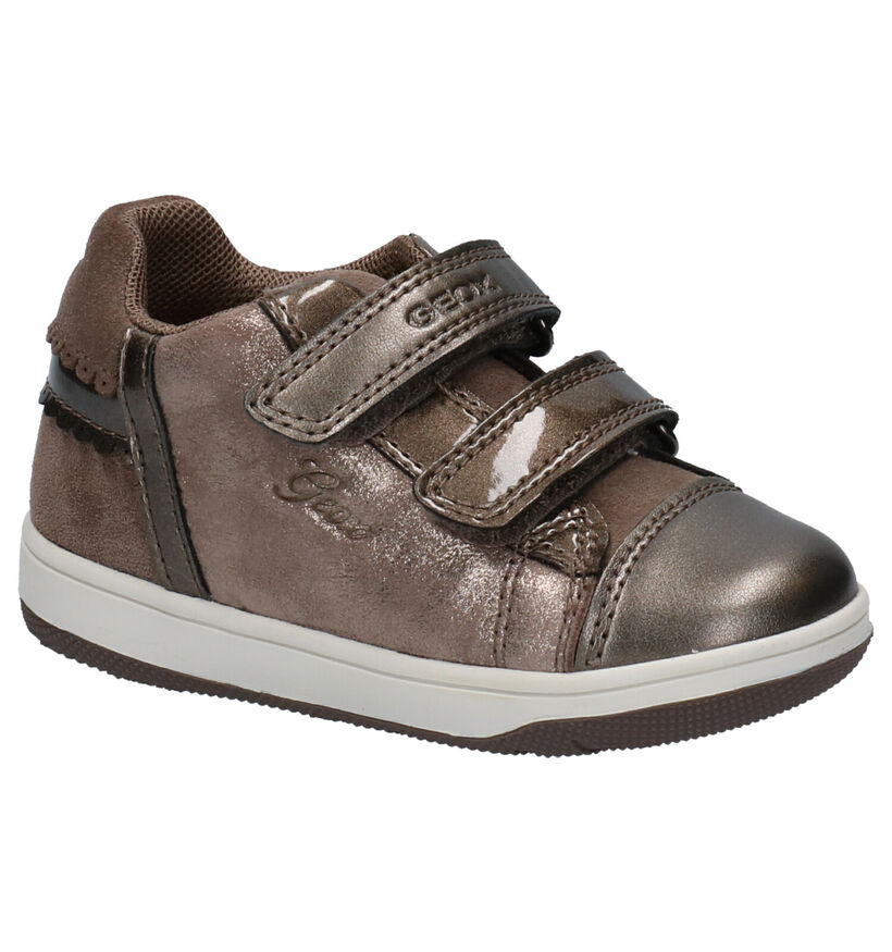Geox Bronzen Velcroschoenen in daim (254481)