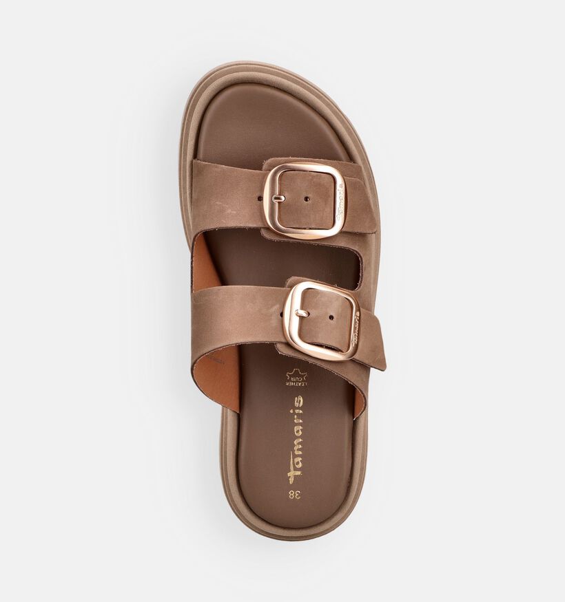 Tamaris Taupe Slippers met Gouden Gespen voor dames (373610)