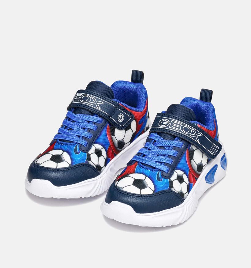 Geox Assister Football Baskets en Bleu pour gar&ccedil;ons (370167) - pour semelles orthop&eacute;diques