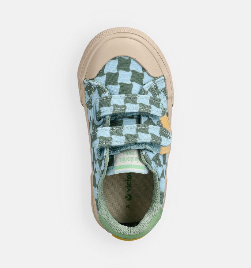 Victoria Tribu Minimalista Lona Baskets Checkerboard en Vert pour filles, gar&ccedil;ons (371004) - pour semelles orthop&eacute;diques