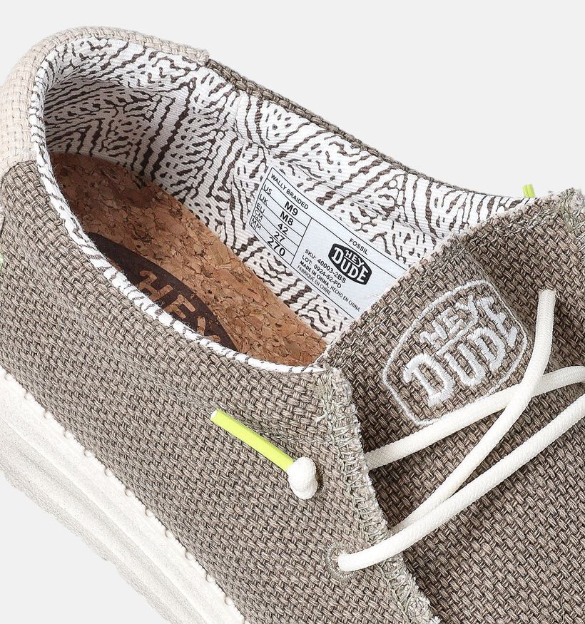 HEYDUDE Wally Braided Kaki Mocassins voor heren (353465) - geschikt voor steunzolen