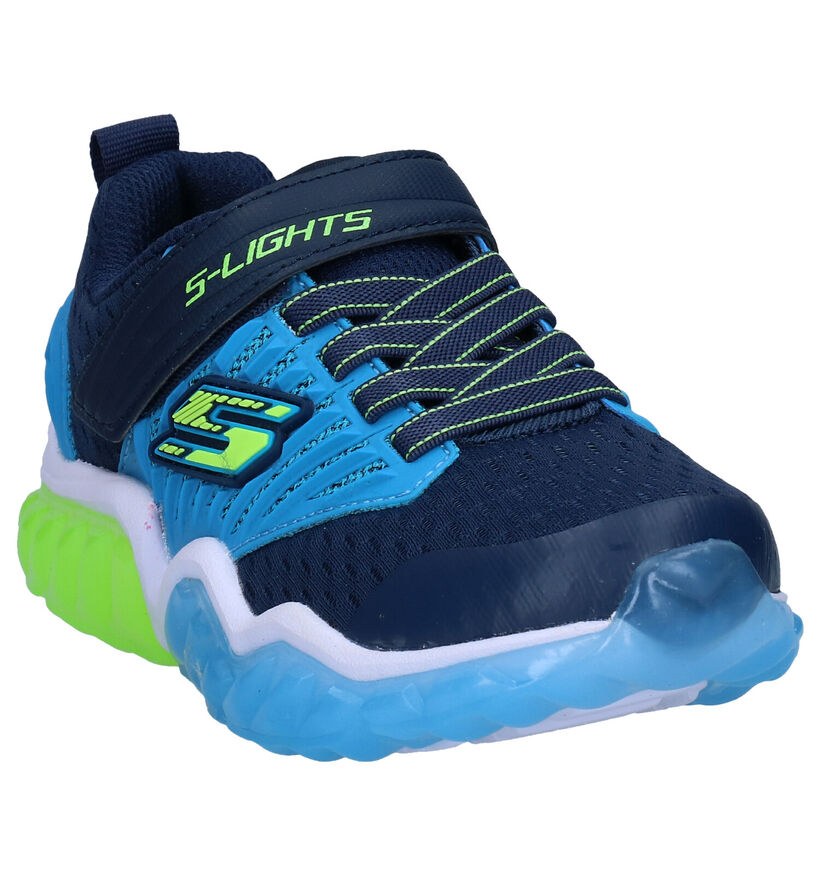 Skechers S Lights Baskets en Bleu en simili cuir (277919)