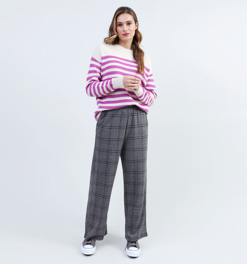Vila Ril Rib Stripe Ecru Pull voor dames (335470)