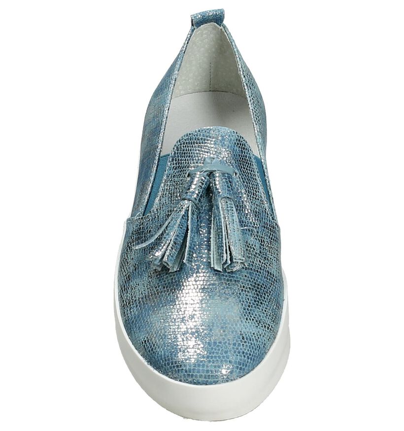 Youh! Chaussures slip-on en Bleu clair en cuir (201298)